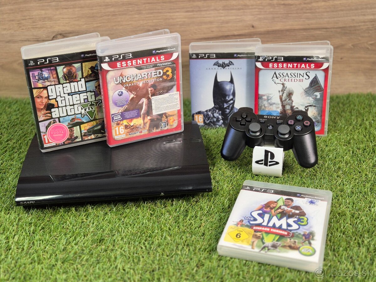 Playstation 3 Super Slim 500GB, 1 ovládač, GTA 5 + 4 hry