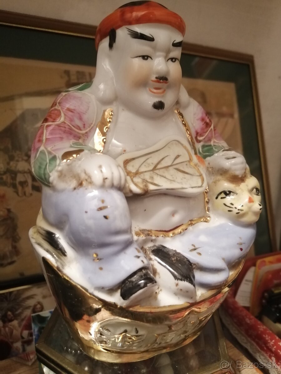 Budha s tigrom Porcelán