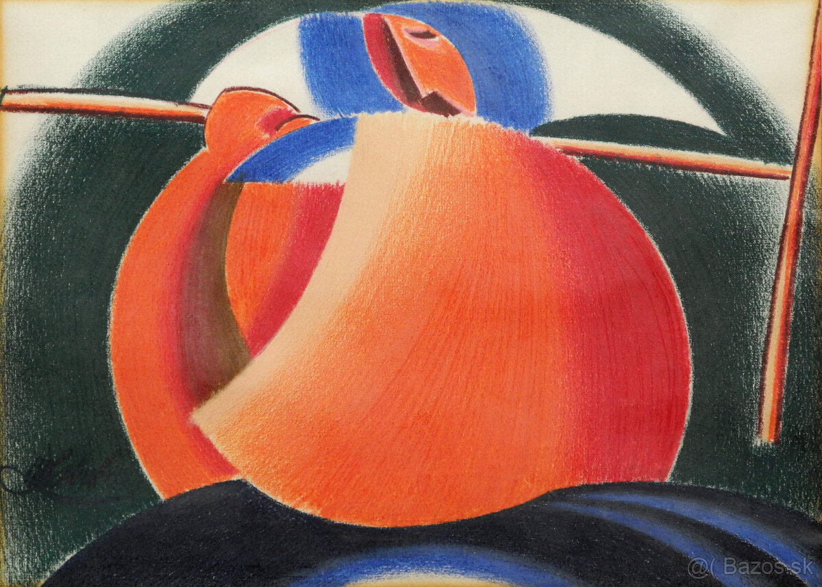 Laluha Milan, Tetka s hrabľami, pastel, 30x40, signované