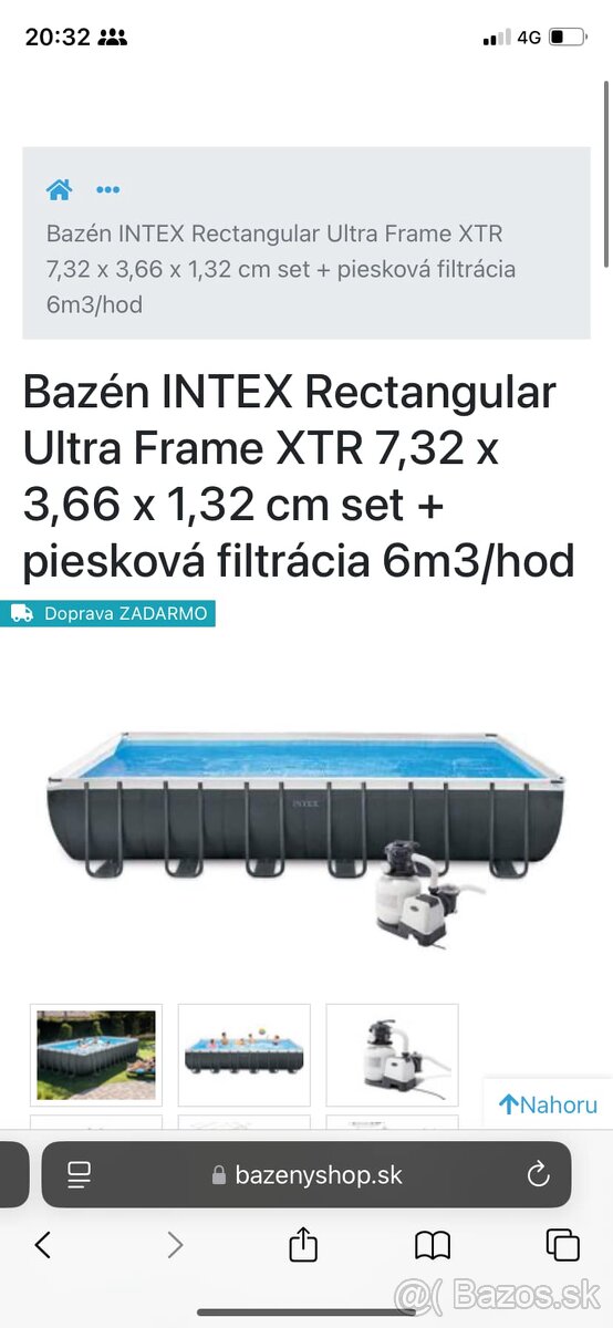 Predám bazén 7,32x3,66