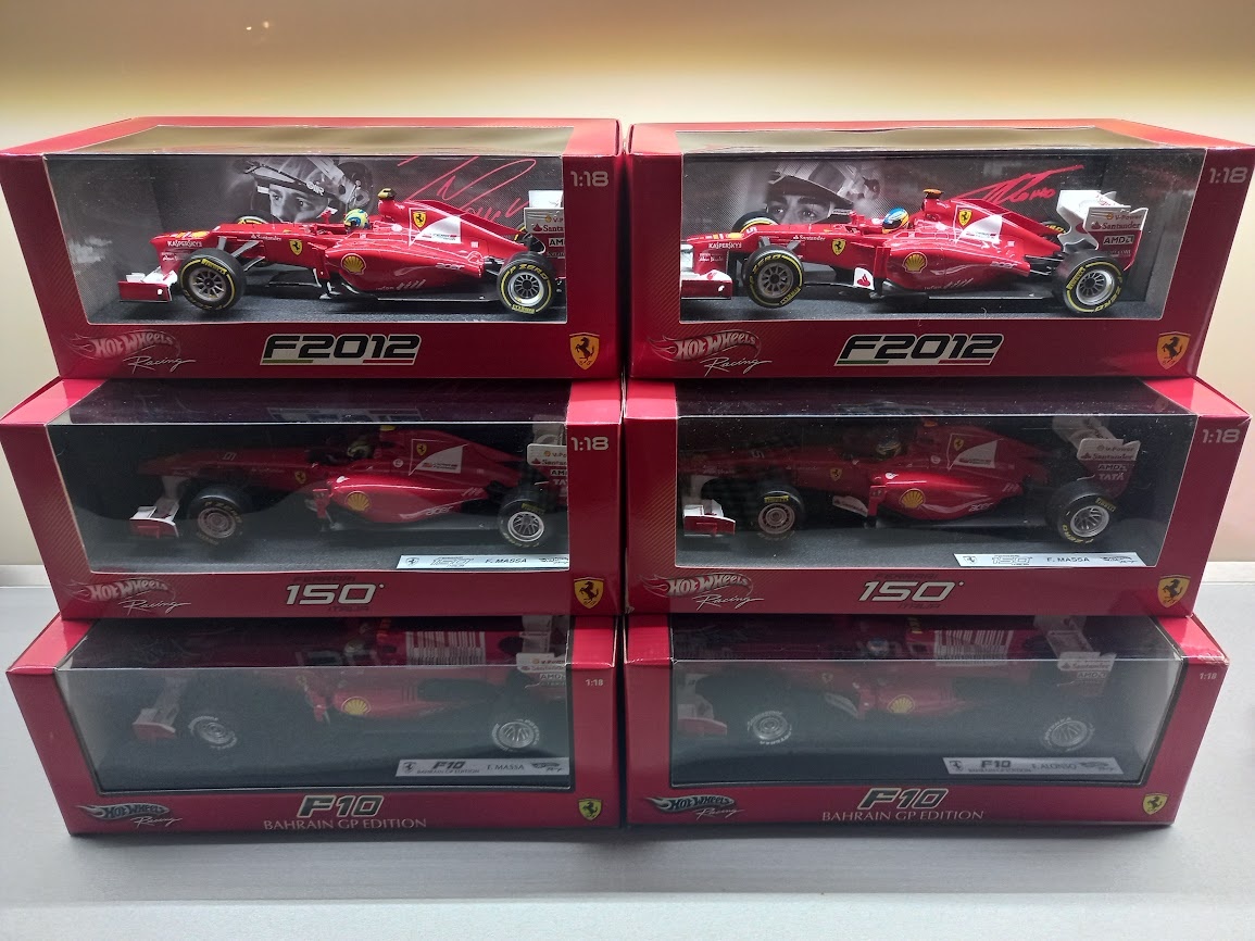 6x F1 FERRARI F10 F150 F2012 MASSA A ALONSO HOTWHEELS 1:18