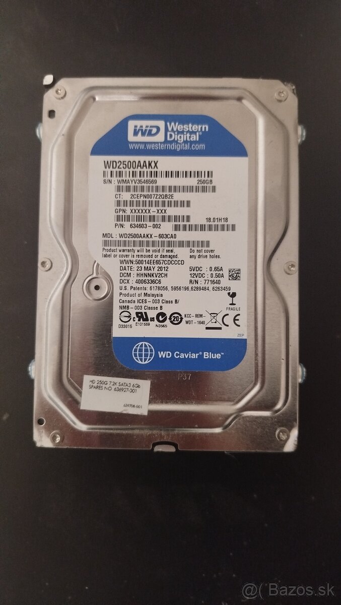 Predám HDD Western Digital Caviar Blue 250GB