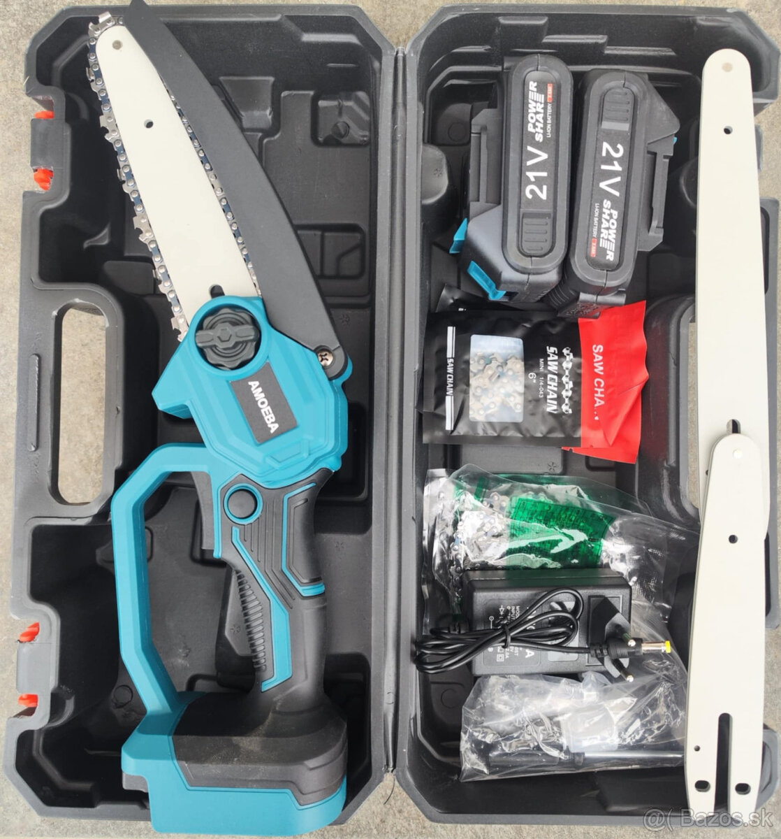 AKU bezuhlíková píla 20a15cm lišta 3xlišta 5 x reťaz2xbaté