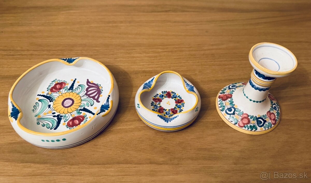 Modranská keramika - svietnik a popolníky