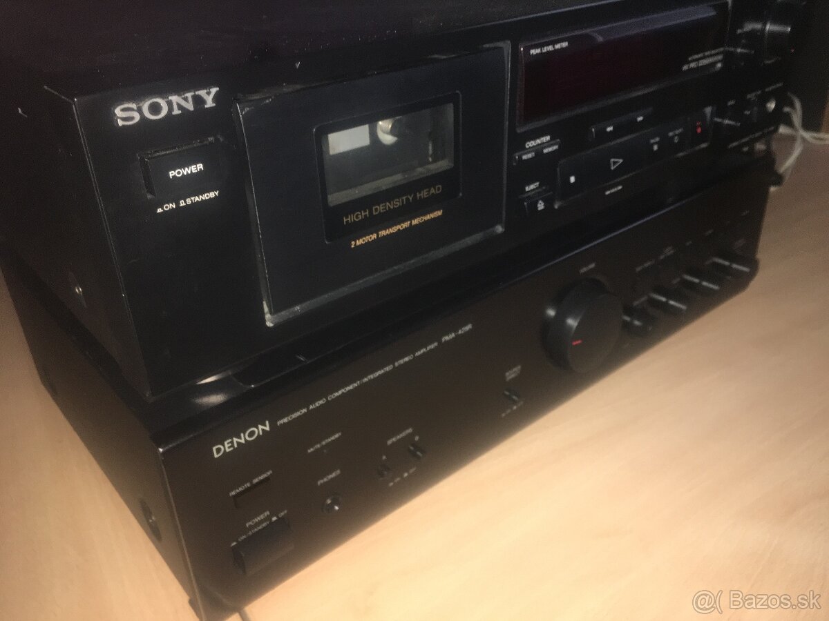 Sony TC-K390 tape deck a Denon zosilovač
