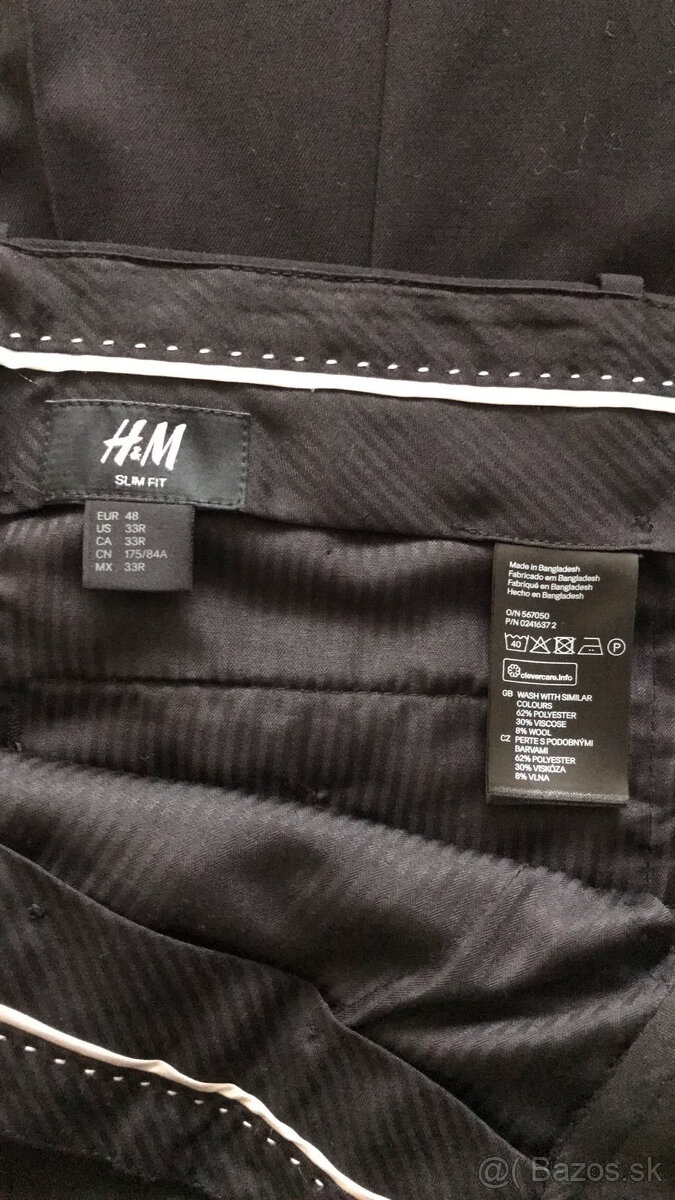 Čierny oblek slim fit HM 170/175 (s vlnou)