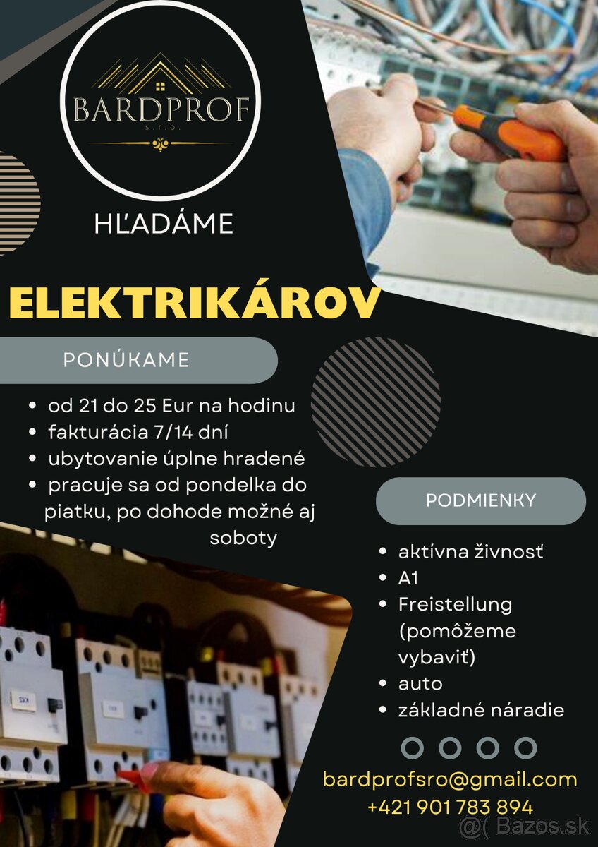 PONUKA PRÁCE- ELEKTRIKÁRI