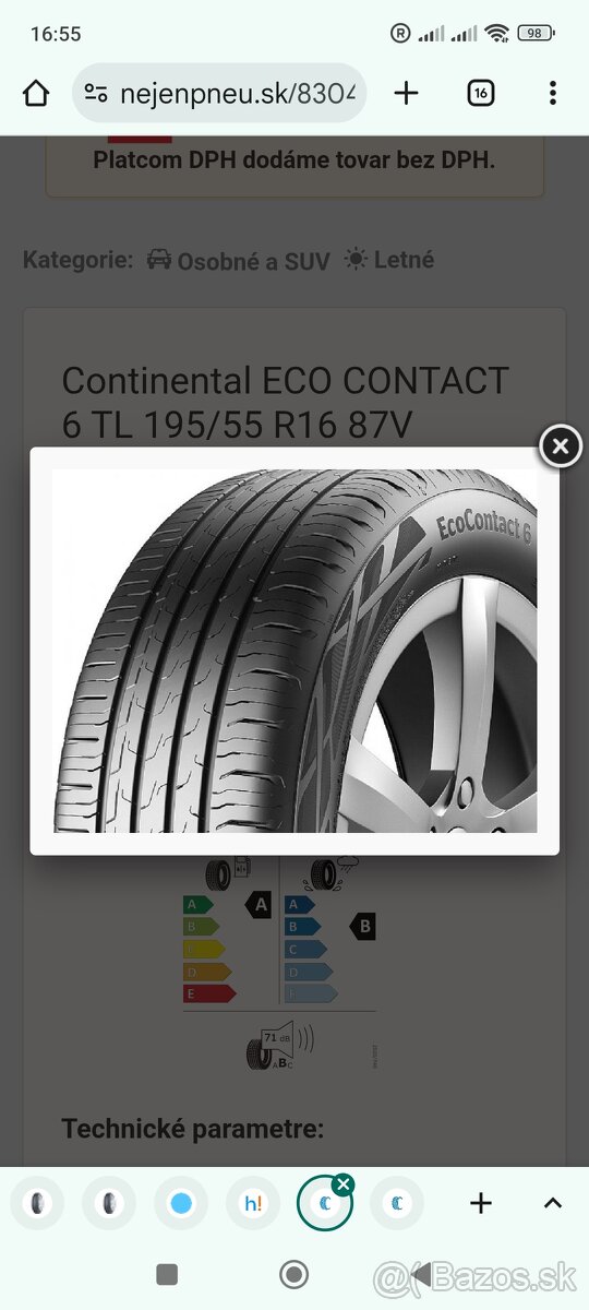 Continental Eco Contact 6 195/55 r16 nove
