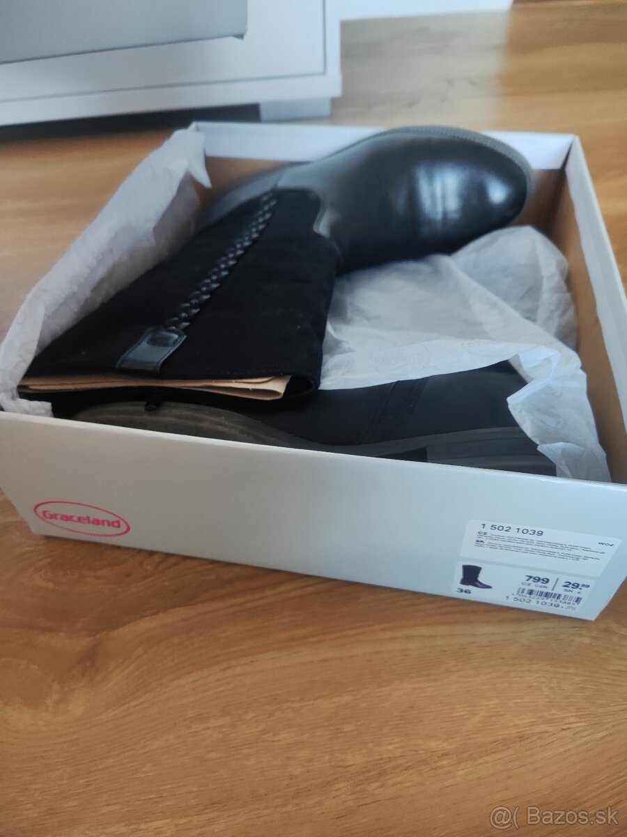 Čižmy dievčenské mierne zateplené veľkosť 36 37