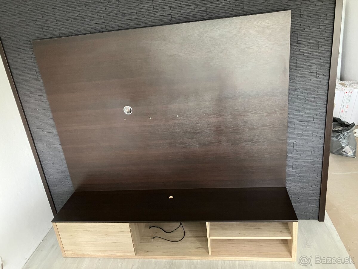 ZA ODVOZ - TV stena s komodou - čierno-biele drevo