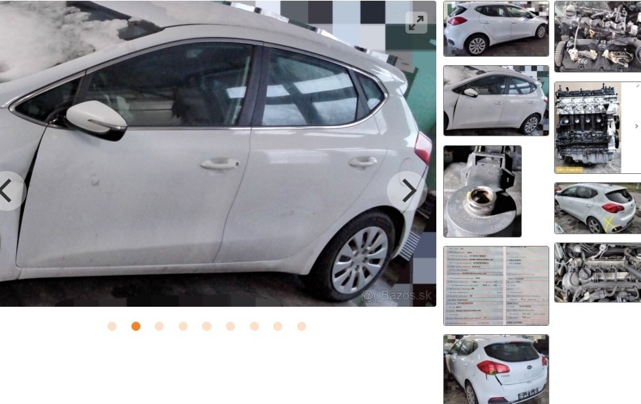 KIA CEED 1.6 CRDI 2012 predám DVERE, MOTOR D4FB, PREVODOVKA