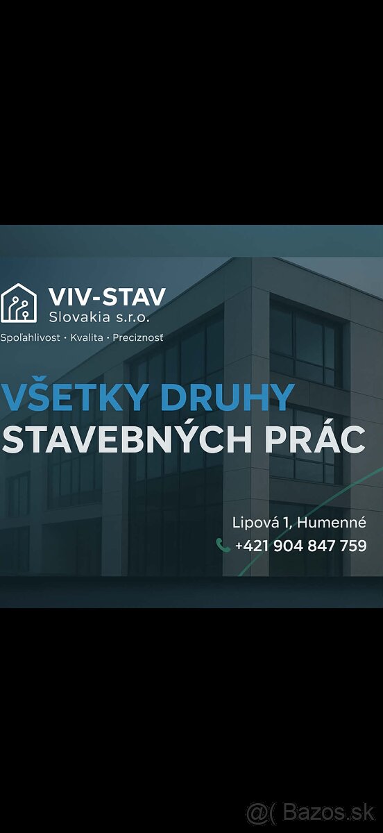 Ponúkame stavebné práce rôzneho druhu
