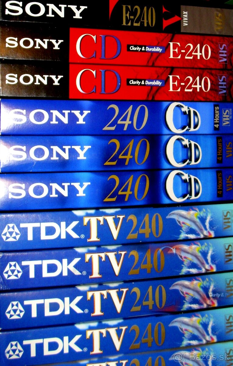 Značkové VHS kazety BASF, MAXELL, SONY, TDK a.j