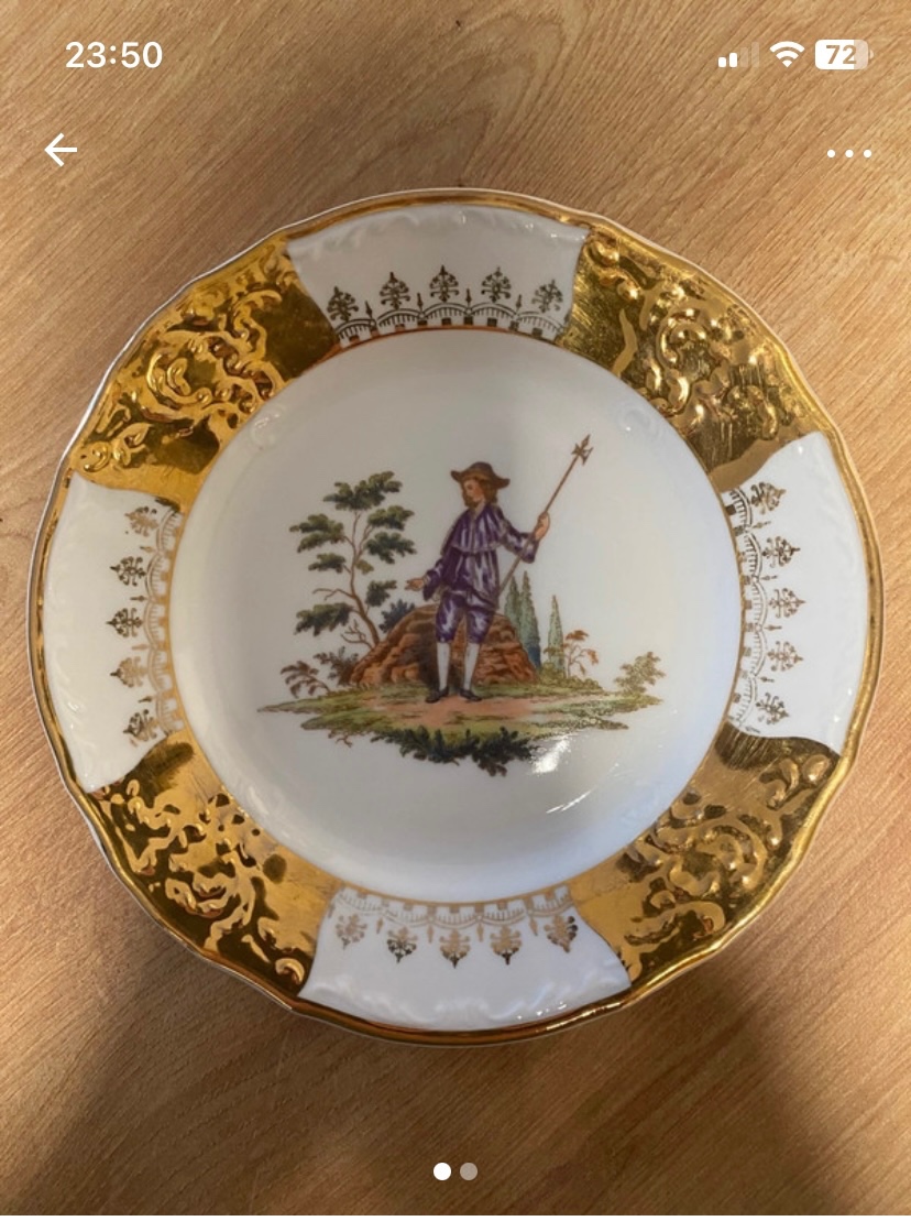 Pozlátený starožitný tanier Bernadotte