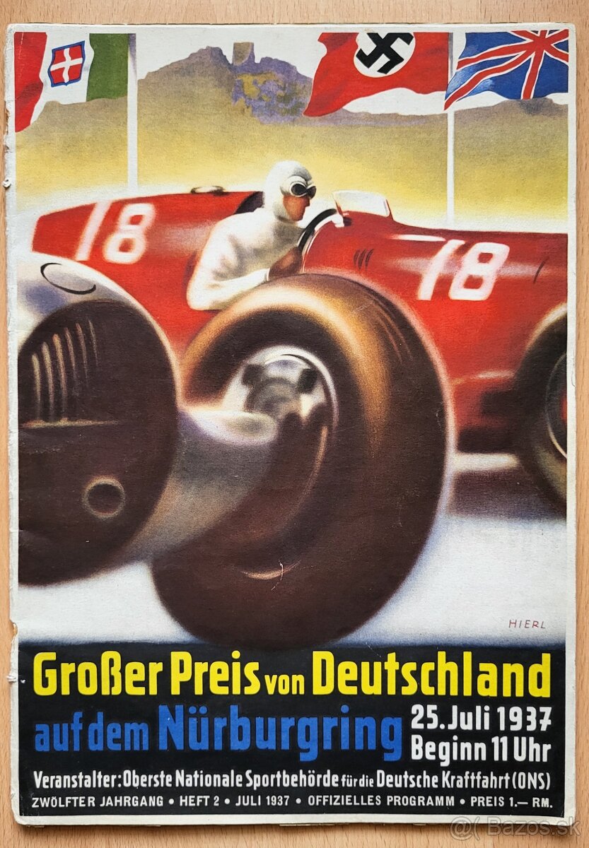 Originální oficiální program GP Německa 1937 Nürburgring