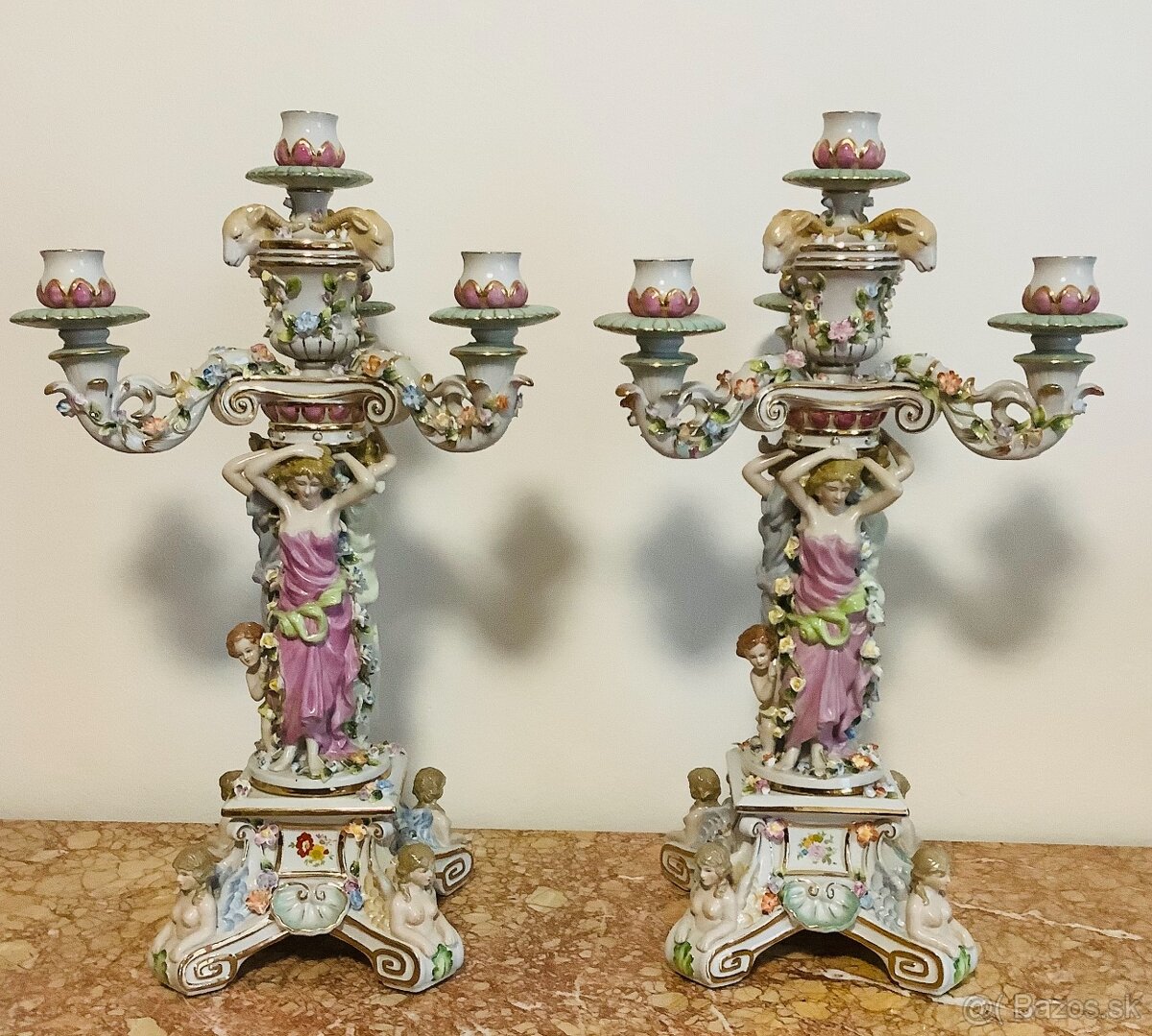Staré porcelánové svícny Německo XL