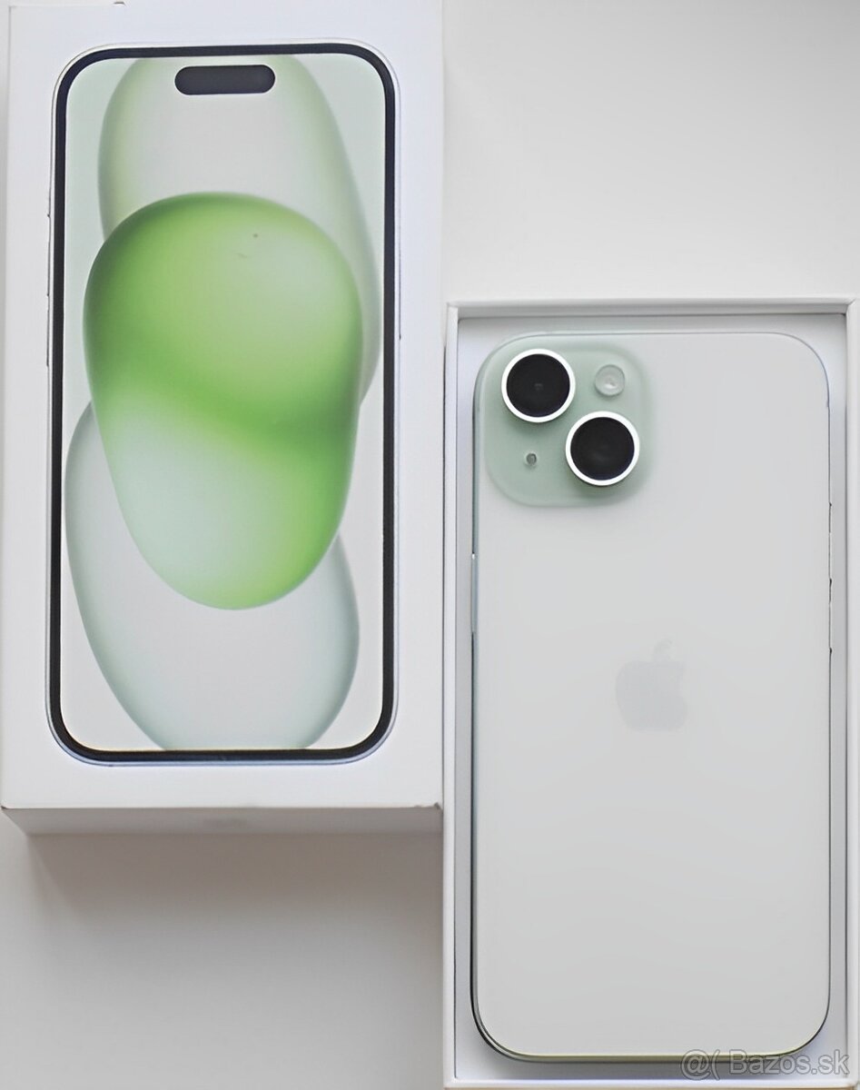 iPhone 15 Green BATERIE 100% TOP