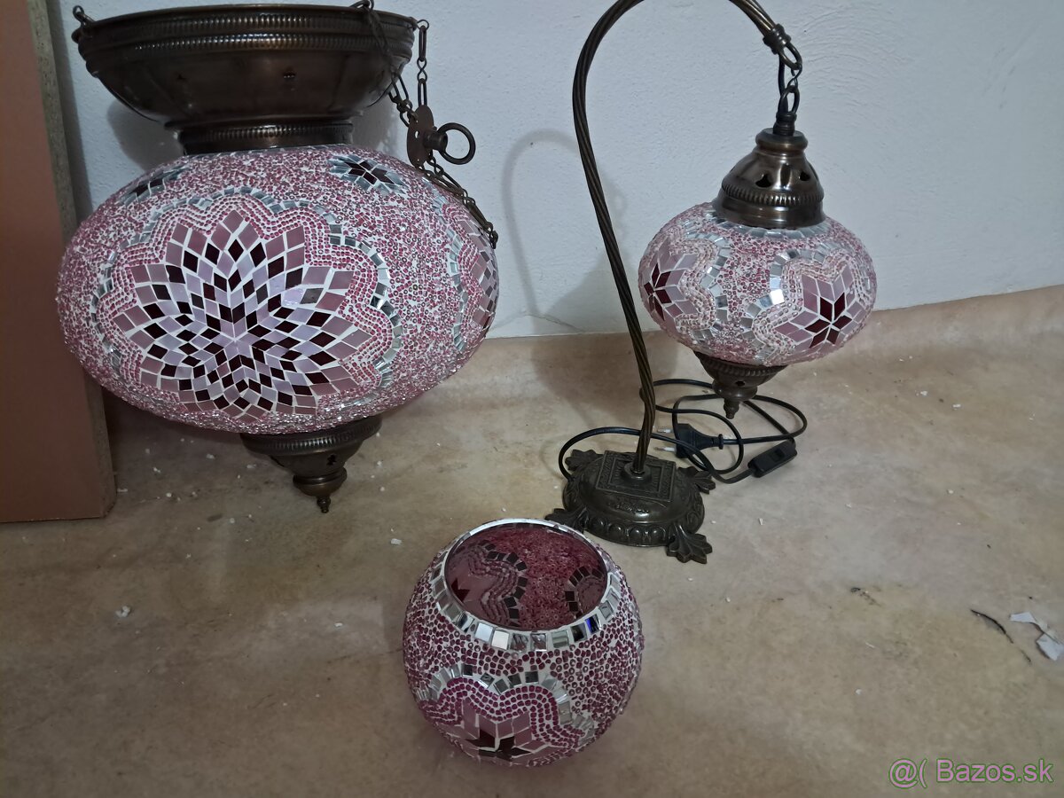 Súprava : Stropná lampa, svietník a nočná lampa