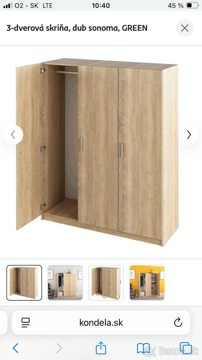 Skriňa 3-dverová, dub sonoma 2ks, nová