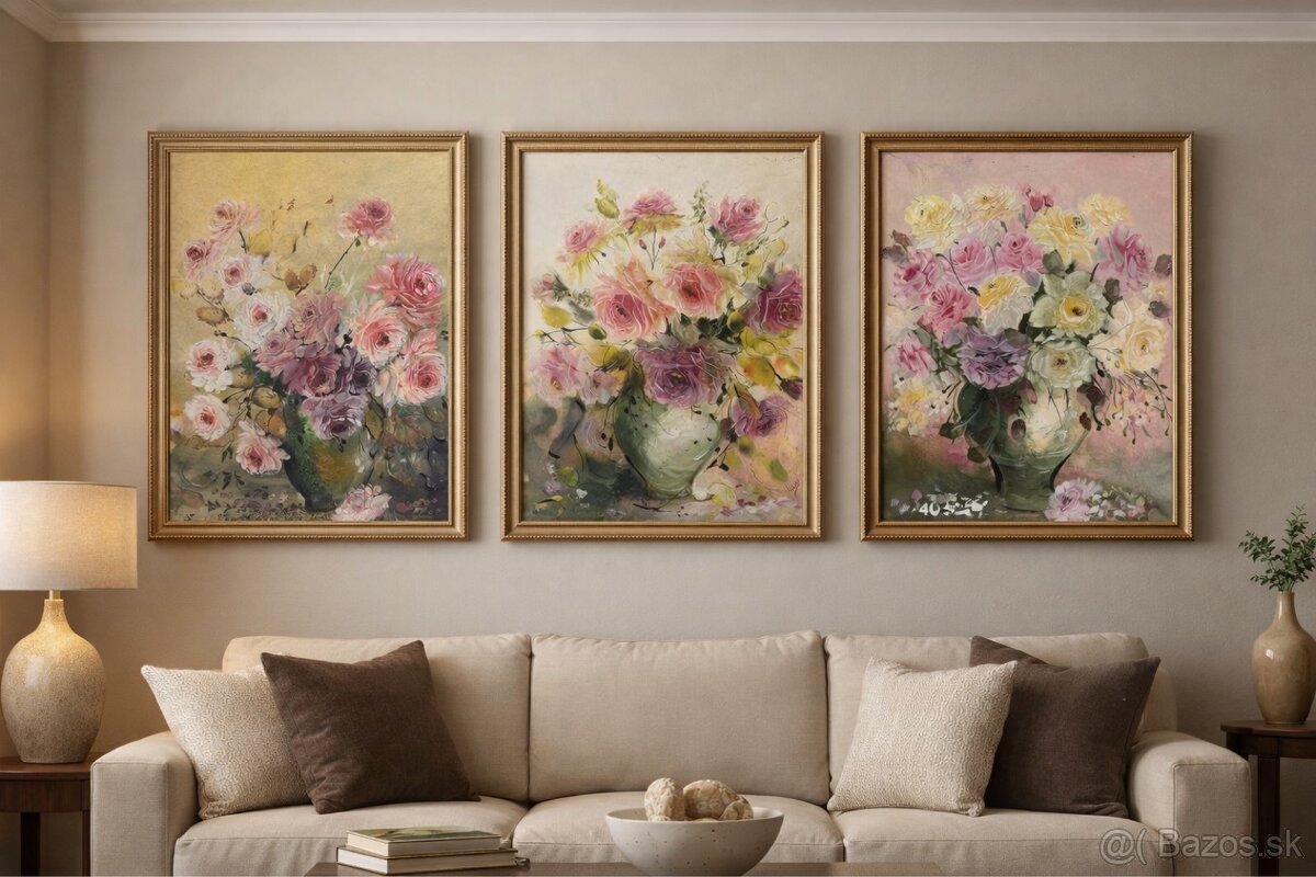 Olejomaľby kvetov vhodné ako dar
