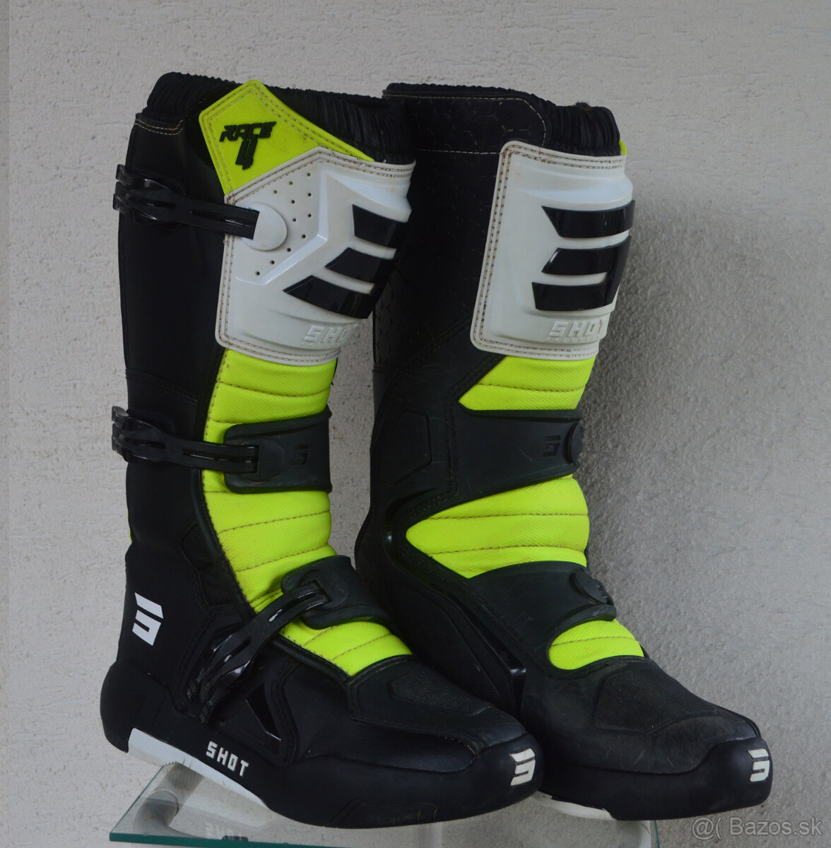 boty čižmy mx bielo fluo-žlté shot