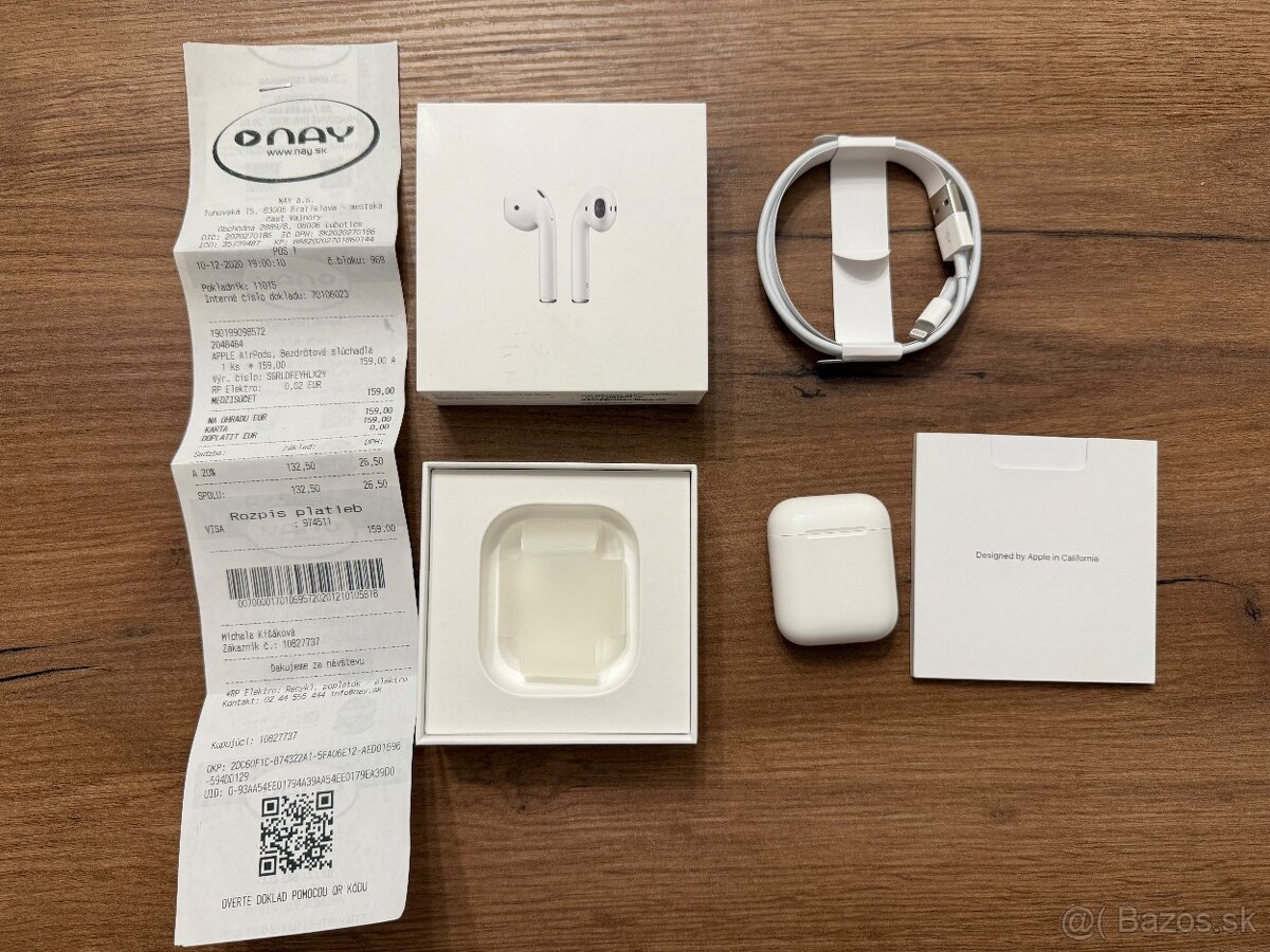 Apple AirPods 2. generácia s nabíjacím puzdrom + bal