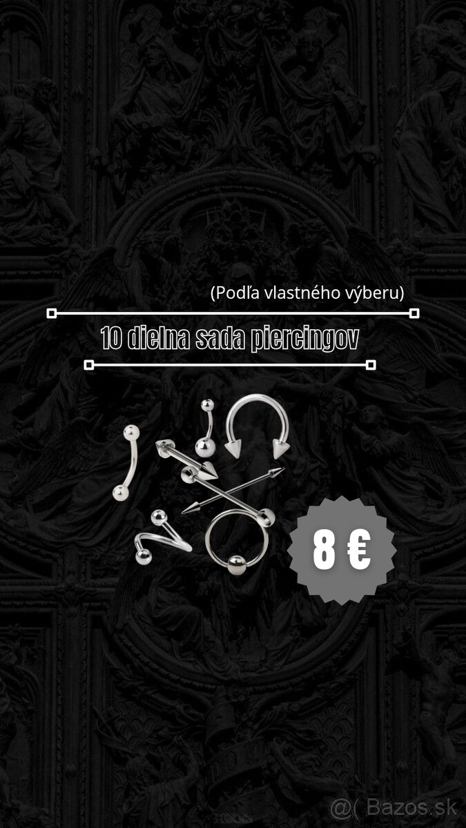 Piercingy 10 dielna sada