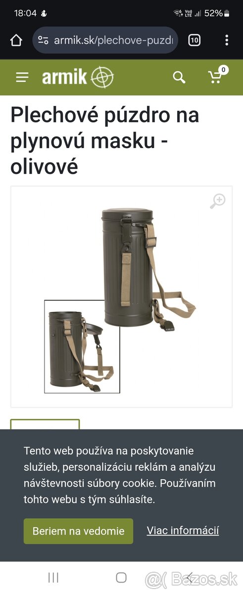 Plechove puzdra na plynovu masku