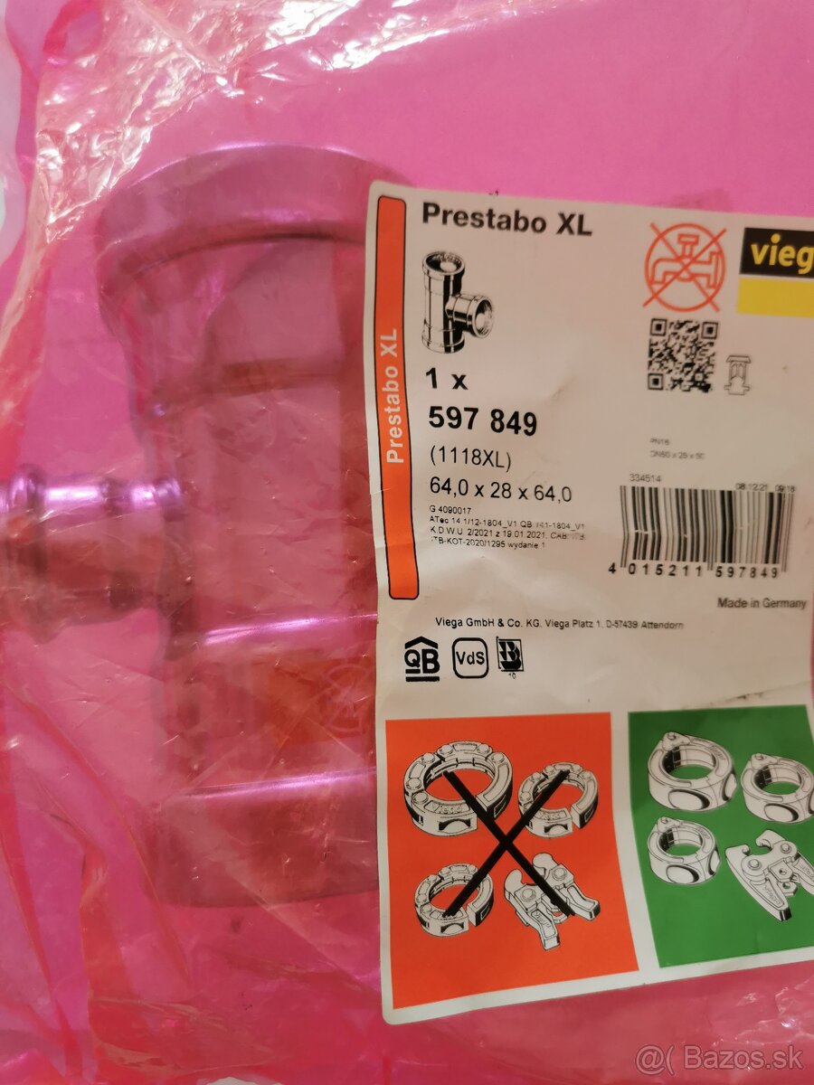 VIEGA Prestabo XL T-kus 64x28x64