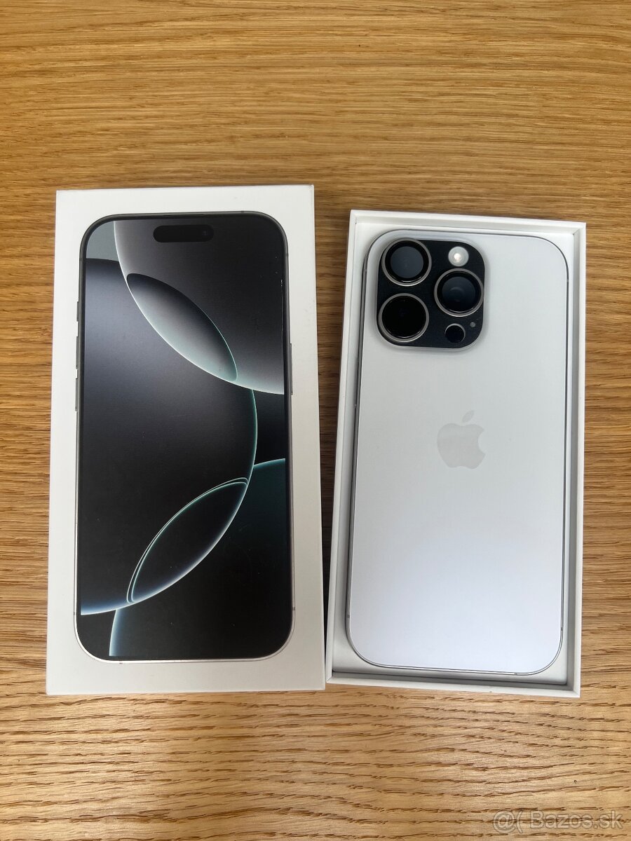 Predám iPhone 16 PRO 256GB, WHITE, TOP stav, ZARUKA SK,
