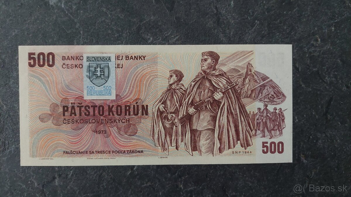 500 Kčs 1973 + SK kolok, stav N