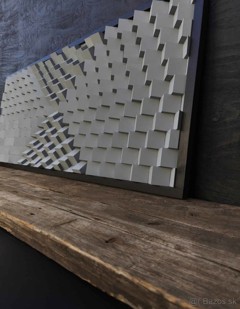 Drevený geometrický obraz Quadratik 162×72cm