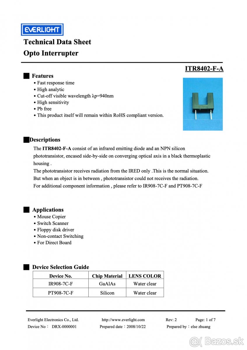 fotoelekrticky/opticky snimac ITR 8402