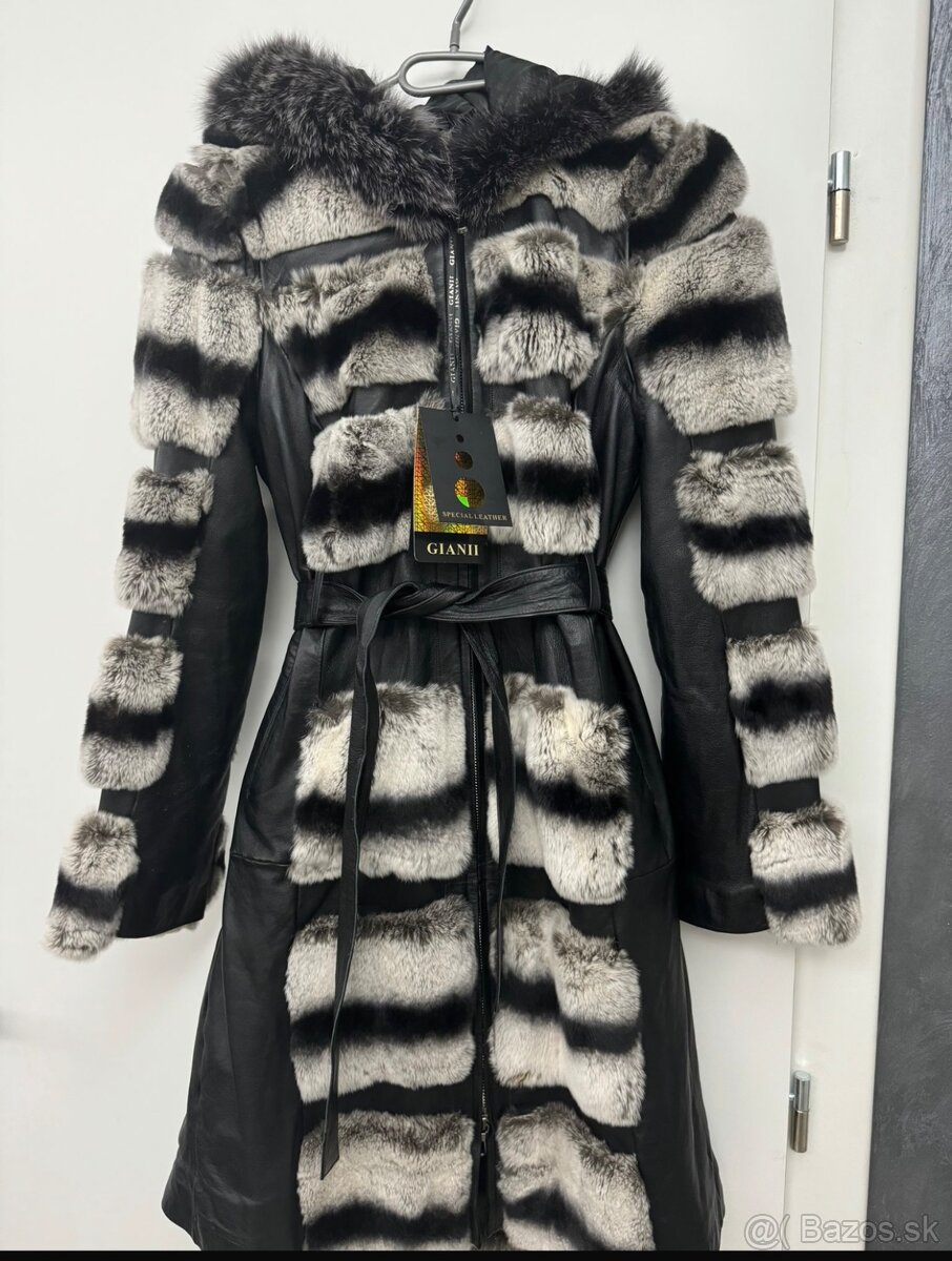 Luxusný kožený kabát z činčily