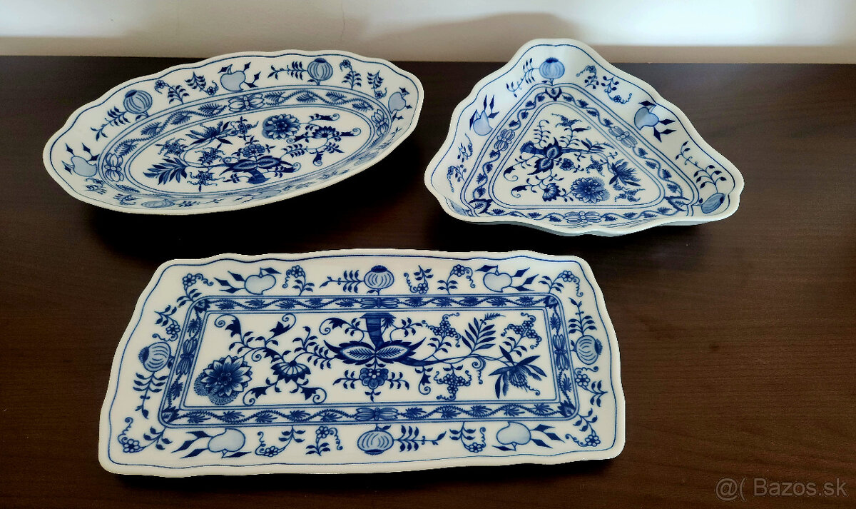 Originál cibuľový porcelán Dubí - misy a podnos