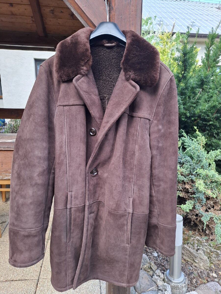 Pánsky zimný kabát z pravej ovčej kože a vlny KARA