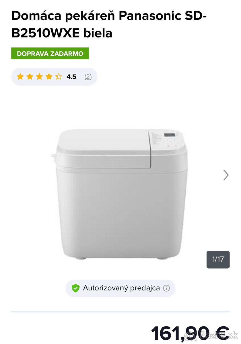 Domáca pekáreň Panasonic SD-B2510WXE biela