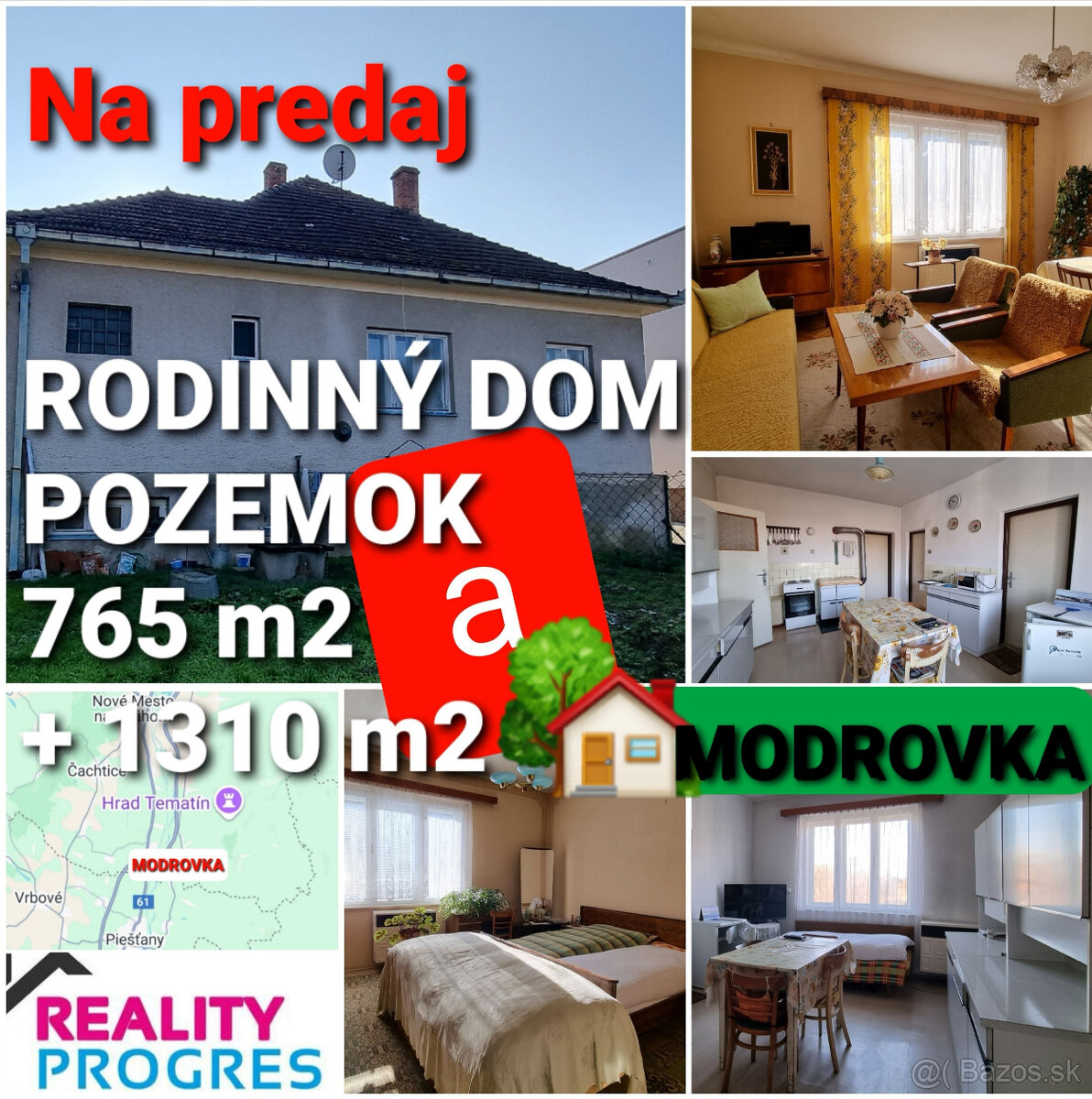 RODINNÝ DOM,GARÁŽ a POZEMOK 765m2 +1310m2 MODROVKA + POSUDOK