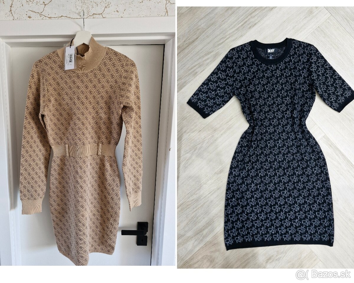 NOVE Guess a DKNY monogram logovane zimne saty
