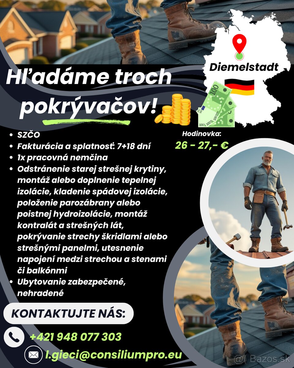 Hľadáme troch pokrývačov