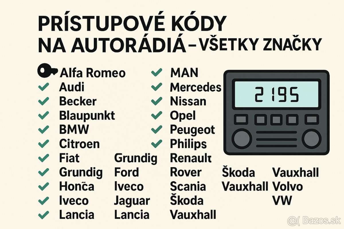 Kódy na autorádiá