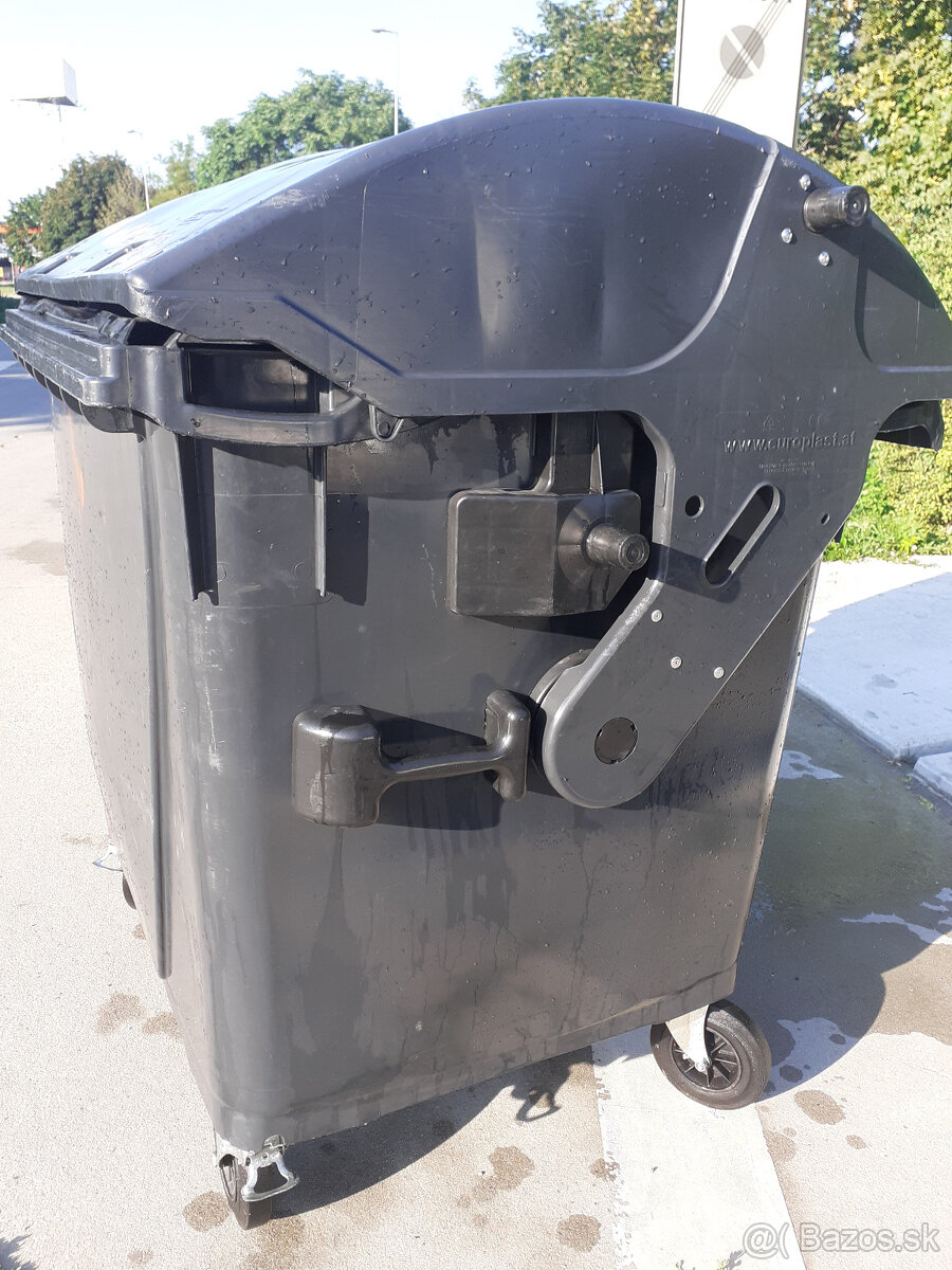 Plastový kontajner 1100 l čierny - oblé veko