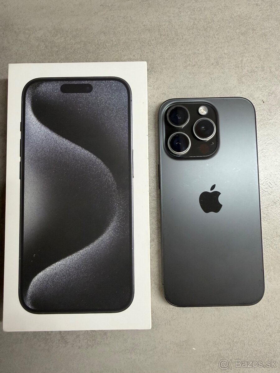 iPhone 15 pro, black titanium, 128GB