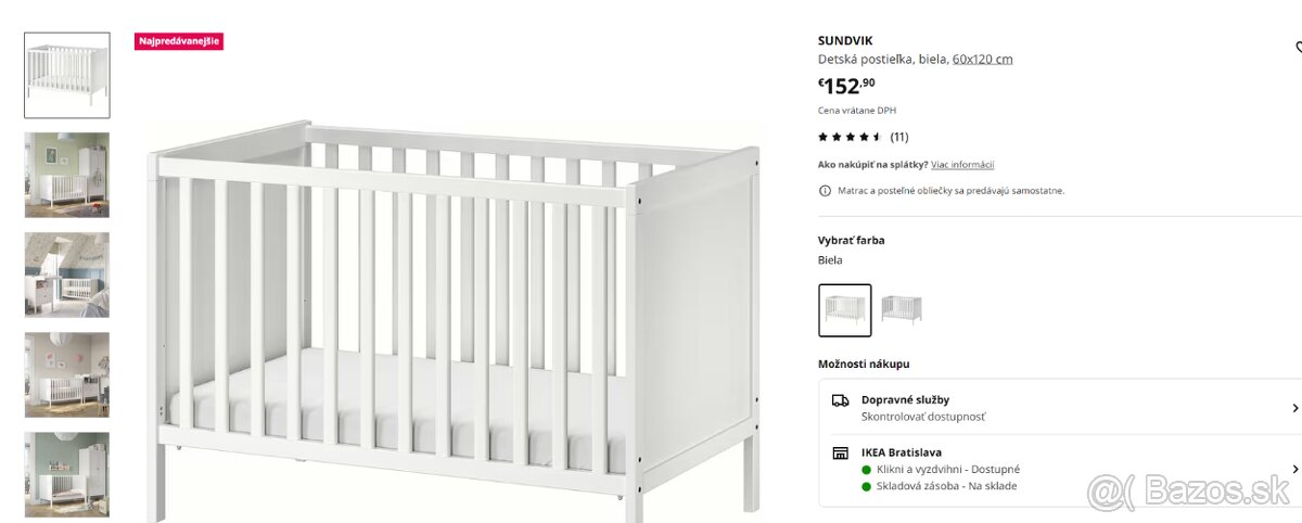 Predam postielku IKEA SUNDVIK biela,