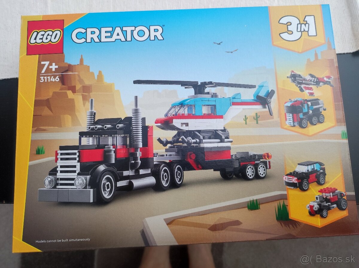 LEGO Creator 31146 Nákladiak s plochou korbou a helikoptéra