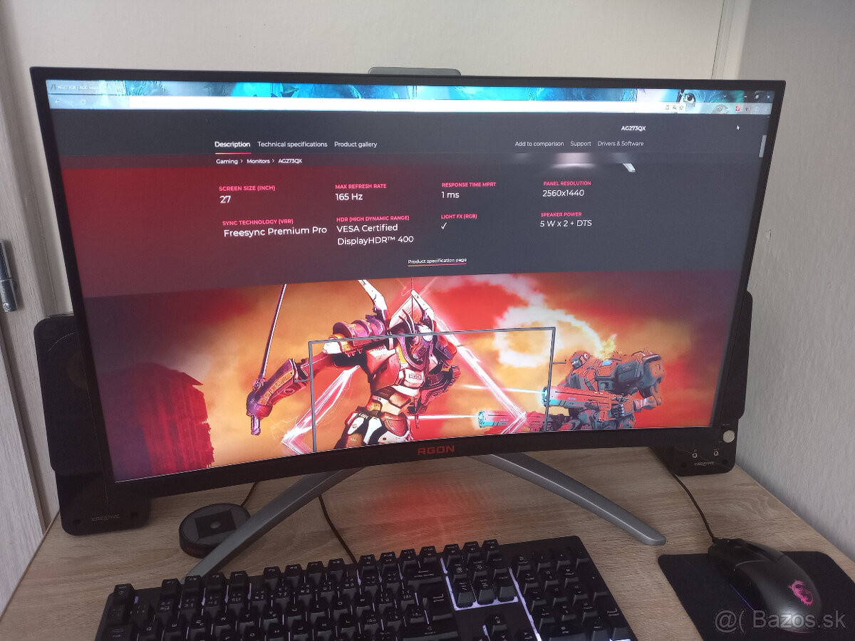 Herny monitor AOC AGO AG27QCX 2K