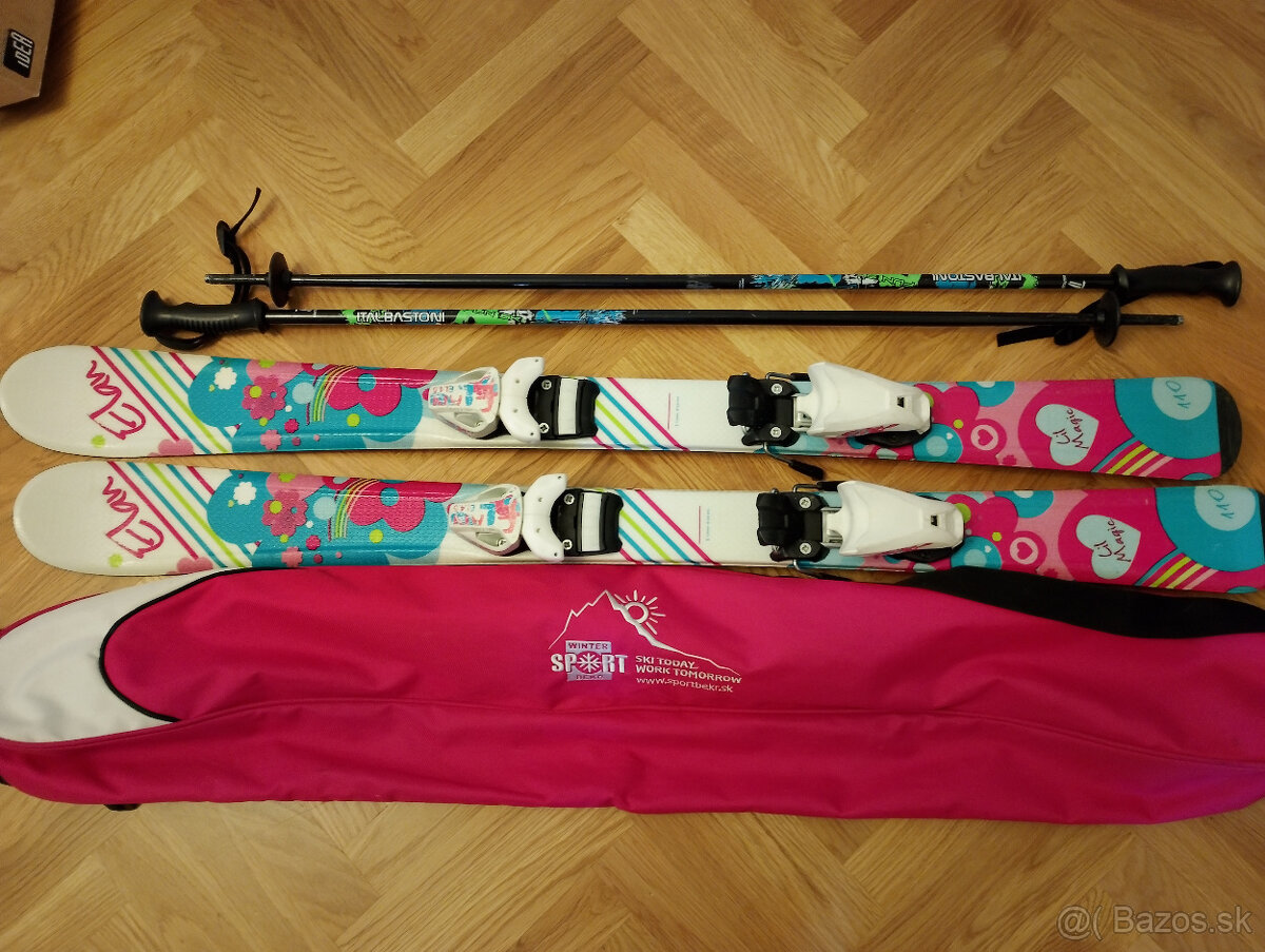 Lyziarsky set - lyze 110cm, palice 95cm, obal na lyze 110cm