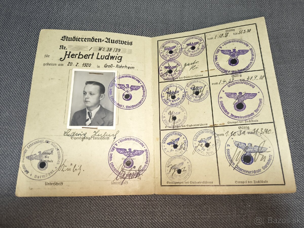 3. Ríša študentský preukaz, ww2