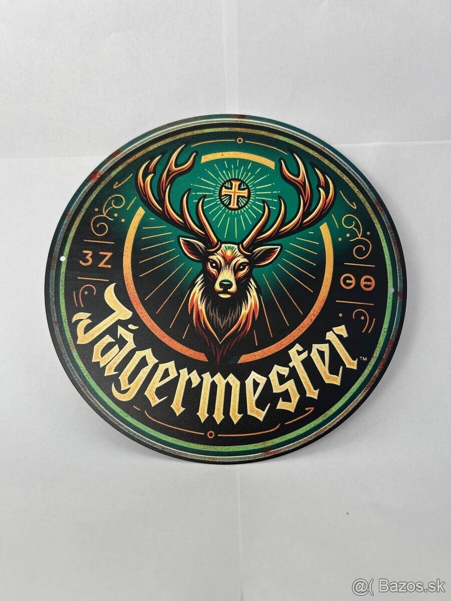 Plechová ceduľka do garáže okrúhla - Jägermeister