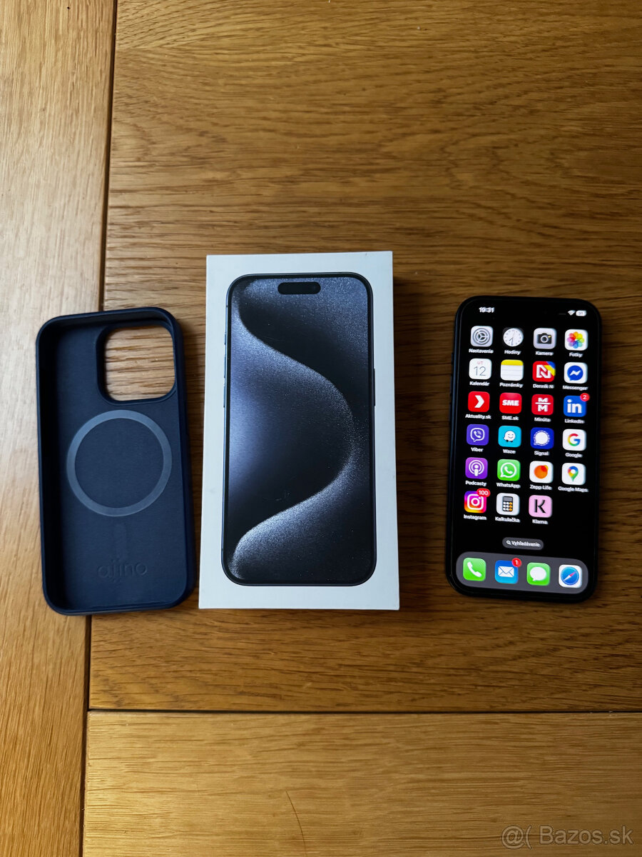 Apple IPhone 15 Pro 256GB BLUE + Magsafe puzdro